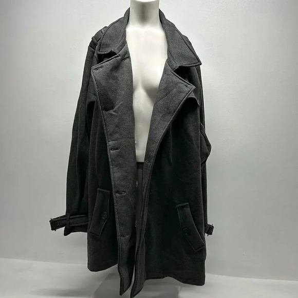 Torrid Peacoat Coat Jacket Button Down Collar Pockets Fleece Lined Grey - Picture 3 of 10